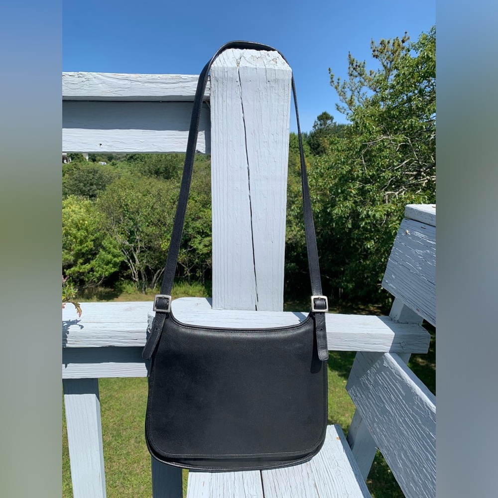 Coach Vintage Saddle Hippie Flap Crossbody Black Leather Shoulder Bag